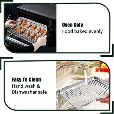 Baking Sheet and Rack Set E-far Stainless Steel Rimmed Cookie Sheet Baking Pans Toaster Oven Tray with Cooling Rack Non Toxic & Healthy Rust Free