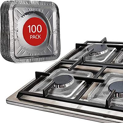 Gas Stove Burner Covers by Linda's Essentials (100 Pack), Disposable  Aluminium Stove Burner Liners, 8.5” Square Heat Resistant Gas Range  Protector