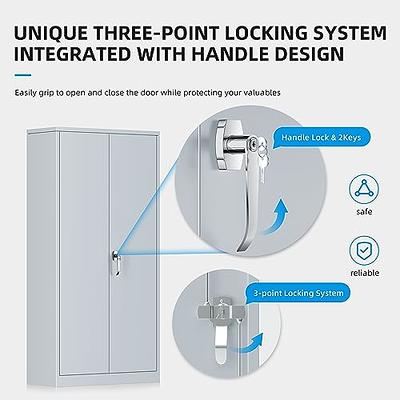 Atripark Metal Storage Cabinet with Lock, 72 Lockable Garage Tool Cabinet with Doors