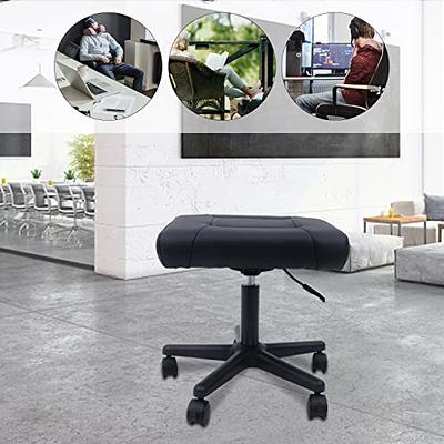 Office Footrests, Foot Stool Under Desk with Wheels, Adjustable Height  Office Foot Stool, Ergonomic Rolling Leather Foot Stool Leg Rest 360°  Rolling