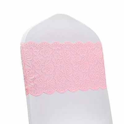 SINSSOWL Pack of 20 Lace Light Pink Chair Sashes for Wedding 8x108