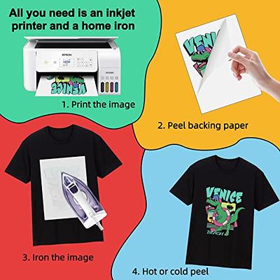 MECOLOUR Heat Transfer Paper 50 Pack 8.5 x11 Iron-On Transfer Paper  Printable Heat Transfer Vinyl for Dark Fabric T Shirt,for Inkjet Printer -  Yahoo Shopping