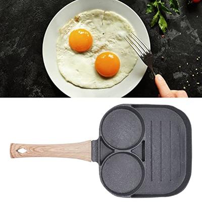 Egg Frying Pan, Nonstick Fried Egg Pan 3 Section Square Grill Pan Egg and  Bacon Pan Divided Frying Pan with Wood Handle for Gas Stove Induction -  Yahoo Shopping