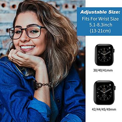 MioHHR Slim Metal Bands Compatible with Apple Watch Band Series 9/ 8/7(45mm 41mm),Series SE 6/5/4(40mm 44mm),Series 3/2 /1(38mm 42mm), Ultra 2 1