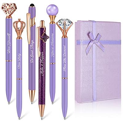 WEMATE 8PCS White Ballpoint Pens Set Metal Crystal Diamond Pen Fancy Pen  for Journaling in Black