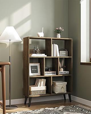 LEYAOYAO 5 Cube Small Bookshelf,3 Tier Mid-Century Modern Bookcase with  Legs,Wood Kids Bookshelves