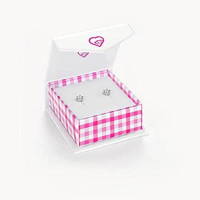 925 Sterling Silver Baby Earrings Screw Back Clear Pink CZ Flower Girls Kids, Infant Girl's, Size: One Size