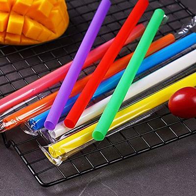 RENYIH 300 Pcs Multi Colors Jumbo Smoothie Straws Boba Straws,Plastic  Milkshake Straws Disposable Wide-mouthed Large Individually Wrapped  Straws(0.43