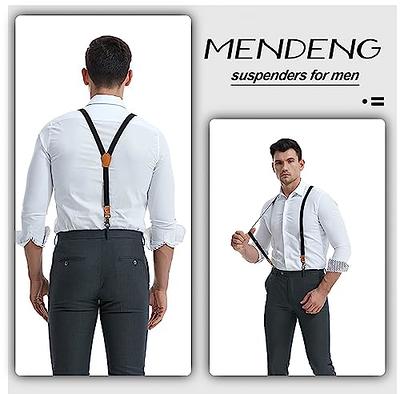 Mens Suspenders Leather Adjustable Elastic Y-Shaped Braces Hooks Pants  Brace New