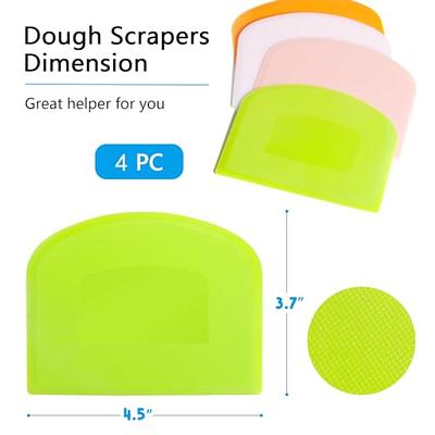 4 Piece Plastic Dough Scraper Bowl Scraper Flexible Multipurpose Food  Scraper Plastic Dough Cutter for Bread Cake Dough Fondant Icing (White,  Green