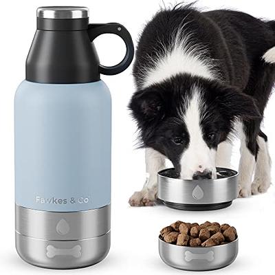 Dog Water Bottle 4 in 1 Portable Pet Water Bowl Dispenser with Dog Whistle,  Pet Travel 10oz (300ML) Water Cup with Food Container, Poop Collection
