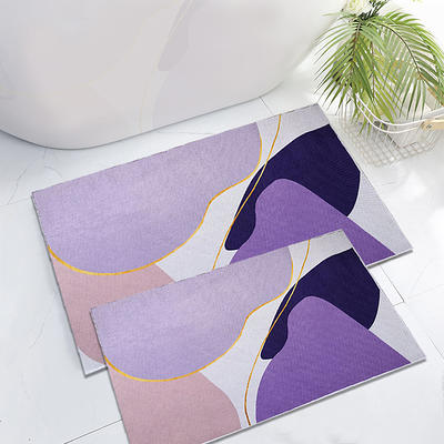 Homary 2 Pieces 20 x 32 Modern Geometric Bath Mat Set Faux Cashmere Soft Bathroom Rugs