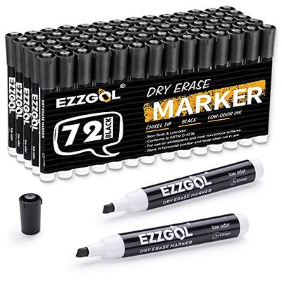 Ezzgol Dry Erase Markers Bulk, 72 Pack Black Low Odor Whiteboard