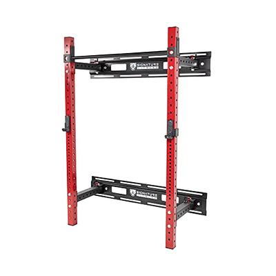 Signature Fitness 3” x 3” Wall Mounted Fold-in Power Cage Squat Rack with  Adjustable Pull Up Bar and J Hooks - Space-Saving Home Gym, Red - Yahoo  Shopping