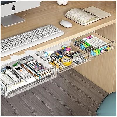 LuluEasy 4 Pack Under Desk Drawer Self-Adhesive Hidden Desktop