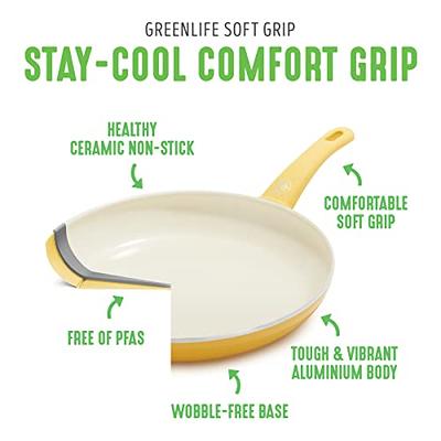 GreenLife Soft Grip Healthy Ceramic Nonstick Yellow Cookware Pots