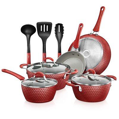 MICHELANGELO Pots and Pans Set Nonstick, 15 Pcs Kitchen Cookware Sets with  Porcelain Enamel Exterior and Nonstick Granite-derived Coating, Enamel