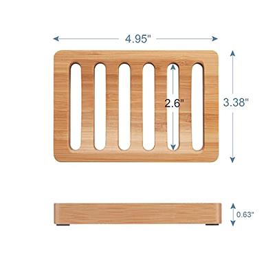 AmazerBath Bamboo Soap Dish, Wooden Soap Holder , 2 Pack Soap Dishes for  Bar Soap, Wooden soap Tray, Kitchen Soap Tray Self Draining (Wooden Color)