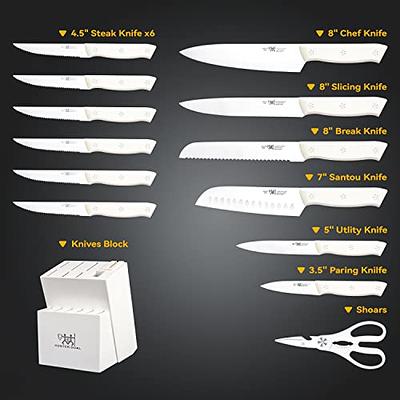  Knife Set, HUNTER 16PCS Kitchen Knives with Acrylic Stand,  Swivel Vegetable Peeler & 2-in-1 Sharpener, Dishwasher Safe Knifes,  Clear/Black: Home & Kitchen