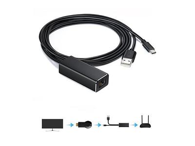 Ethernet Adapter for Fire TV Stick Google Home Mini Mirco USB A to RJ45 Ethernet  Adapter with USB A Power Supply Cable 