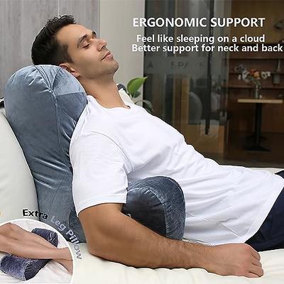 Reading Pillow Adult, Back Pillow for Sitting in Bed, Memory Foam Reading &  Bed Rest Pillow with Arms and Pockets