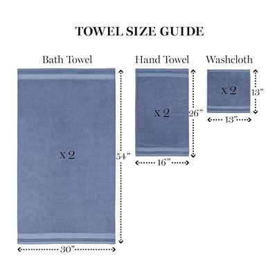 MARTHA STEWART 100% Cotton Bath Towels Set of 6 Piece, 2 Bath Towels, 2 Hand Towels, 2 Washcloths, Quick Dry Towels, Soft & Absorbent, Bathroom