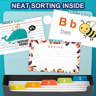 H4D 3x5 Index Card Holder with Dividers and Ruled Index Cards 100 Count,  Teal