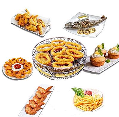 Round Air Fryer Basket Stainless Steel Air Fryer Accessories Air Fryer  Racks Three Layer Stackable Dehydrator Racks Fit for 4.2Qt, 5.3Qt, 5.5Qt