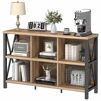 FATORRI Industrial Corner Bookshelf, 5 Tier Tall Corner Bookcase, Wood and Metal