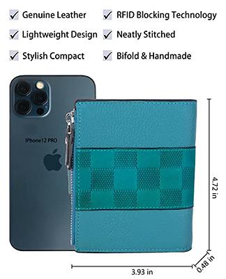 AINIMOER Women's RFID Blocking Leather Small Compact Bi-fold Zipper Pocket  Wallet Card Case Purse with id Window (Stitched Sky Blue) - Yahoo Shopping