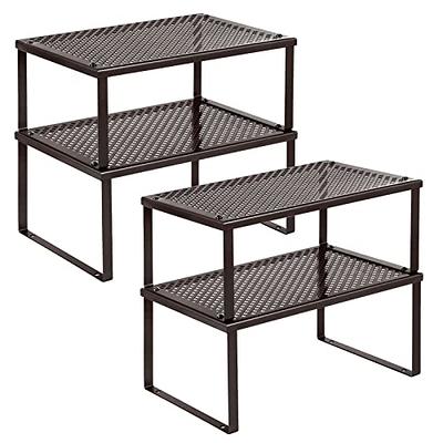 SONGMICS Cabinet Shelf Organizers, Shelf Organizer, Countertop Organizer,  Shelf Riser, Stackable, Expandable, Set of 2 Metal Kitchen Counter Shelves