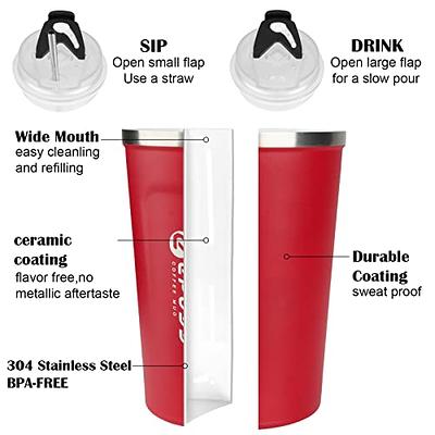 Travel Coffee Mug-12oz, Stainless Steel Coffee Cups, Double  Wall thermos with Screw Lid - Spill Proof, Reusable Insulated Cup for Cold  and Hot Beverages (Red-12oz): Tumblers & Water Glasses