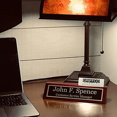 Business Card Holder for Desk with Personalized Etched Name Plate