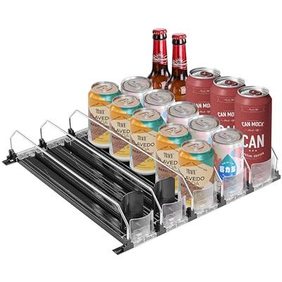 Drink Organizer for Fridge, Self-Pushing Soda Can Dispenser for  Refrigerator, 5 Row Black Color Width Ajustable, Beer Pop Can Water Bottle  Storage for Pantry, Kitchen 