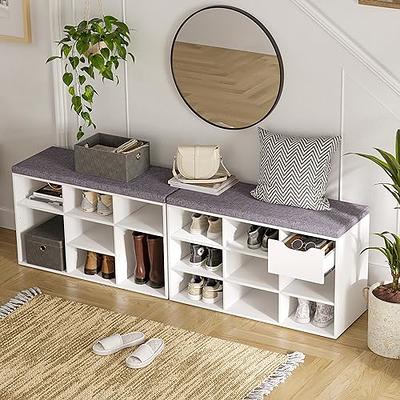 White Wood Shoe Cabinet Cubby Shoe Rack Storage Organizer for Entryway  Bedroom 