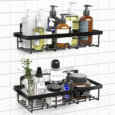 Dracelo 2 Pack Black Shower Caddy Shelf Basket Stainless Steel Adhesive Shower Shelf Storage Organizer