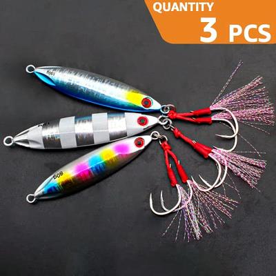 Zsrivk 3PCS Fishing Saltwater Jigs Slow Flat Fall Jigging Lures