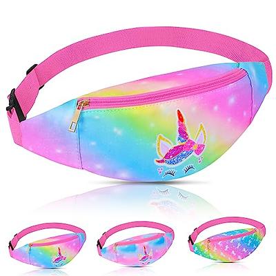 QtGirl Fanny Pack for Kids, Glitter Waist Bag Shiny Bags with Adjustable  Belt for Children Sport Running, Camping, Trip