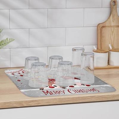 Huotupsine Grey Santa Elk Christmas Dish Drying Mat for Kitchen Counter, Red  Xmas Balls Winter Snowflake Baby Bottle Microfiber Drying Pad, Absorbent  Coffee Cup Dishes Drainer Mats 16x18, 2 Pcs - Yahoo