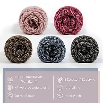 NICEEC 3 Skeins Cotton Blend Yarn for Hand Knitting Soft Acrylic Yarn for  Crocheting Worsted Weight Yarn for DIY Craft Total Length  3×164yds(100g×3)-Black - Yahoo Shopping