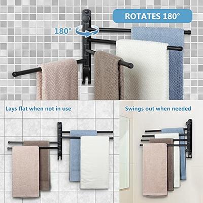 Wall Mounted Towel Bar, Swivel Towel Rack Stainless Steel 4 Arms Towel  Hanger 180° Rotation Space Saving Towel Racks for Bathroom 