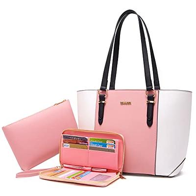 GetUSCart- Women Designer Handbags and Purses Two Tone Fashion Satchel Bags  Top Handle Shoulder Bags Tote Bags with Matching Wallet