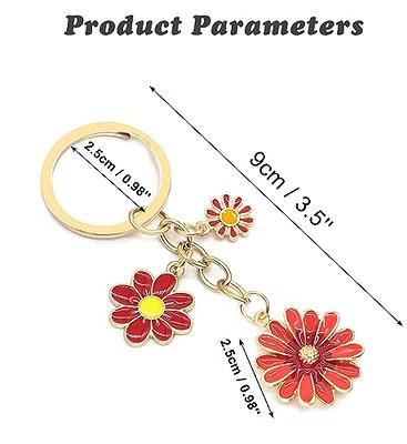 Fuqimanman2020 Flower Charms Daisy Enameled Keychain Chain Tassel