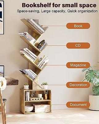 SUNMORY 6 Tier Tree Bookshelf, Small Bookcase with Storage Cabinet, Modern  Tall Narrow Bookshelves Organizer, Floor Standing Book Shelf for  Bedroom/Living Room/Home Office/Corner, Rustic Brown - Yahoo Shopping