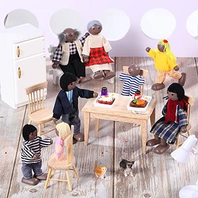 1 Set Wooden Doll Family Furniture House People Wood Puppets Dolls