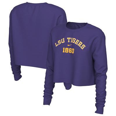 LSU Tigers Spirit Jersey Women's Heather Block Cropped Long Sleeve