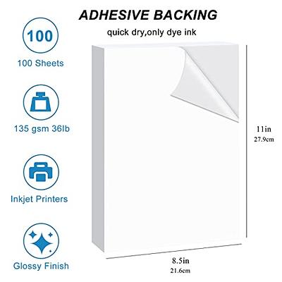 Self-Adhesive Photo Paper, Glossy Sticker Paper for Inkjet Printer