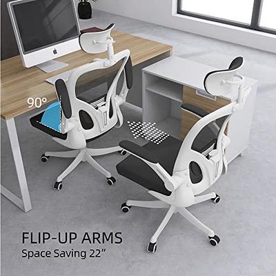 Monhey Ergonomic Office Chair with Lumbar Support & Headrest & Flip-up Arms  Height Adjustable Rocking Home Office Desk Swivel High Back Computer Chair