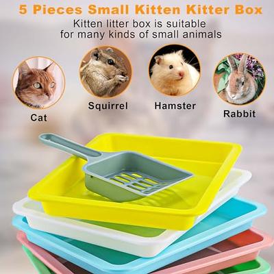 5pcs Kitten Litter Box, Shallow Kitten Litter Box Plastic Cat Litter Trays  Kitten Litter Pan Cat Waste Tray for Indoor Kittens (5 Colors)