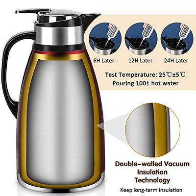 68 oz Stainless Steel Thermal Coffee Carafe/Double Walled Vacuum Thermos/12 Hour